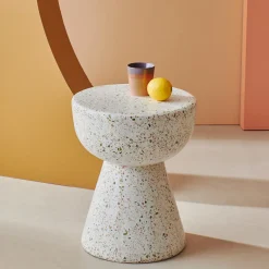 HK Living Table d'appoint Terrazzo - Blanc > Tables Basses & D'appoint