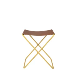 Broste Copenhagen Tabouret Pliant Nola cuir et fer - 39 x 31 x 45 cm - Harvest Or > Chaises