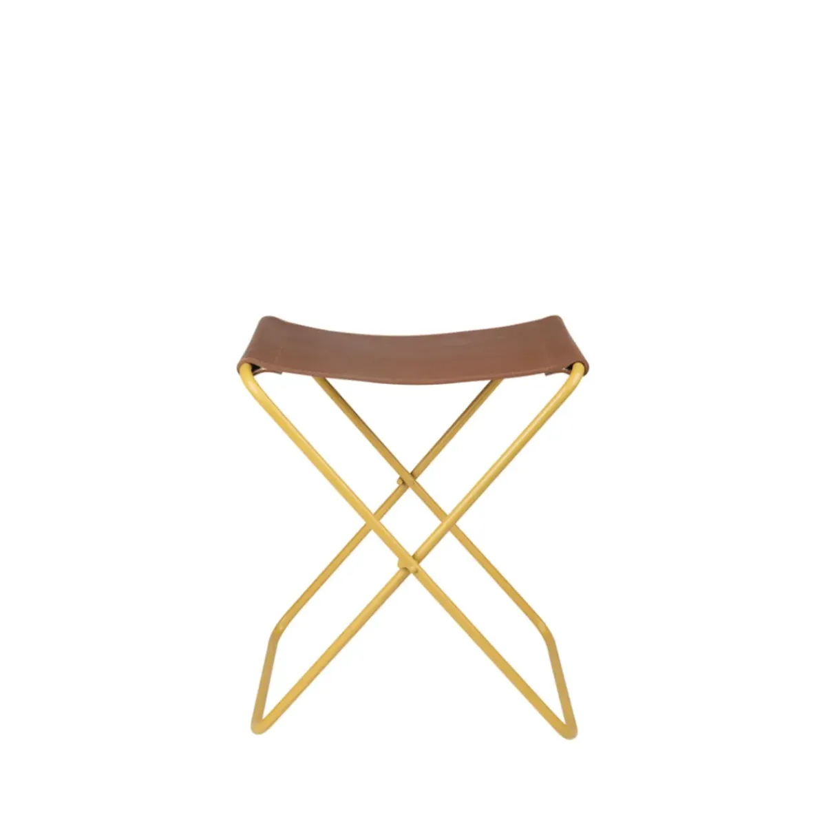 Broste Copenhagen Tabouret Pliant Nola cuir et fer - 39 x 31 x 45 cm - Harvest Or > Chaises