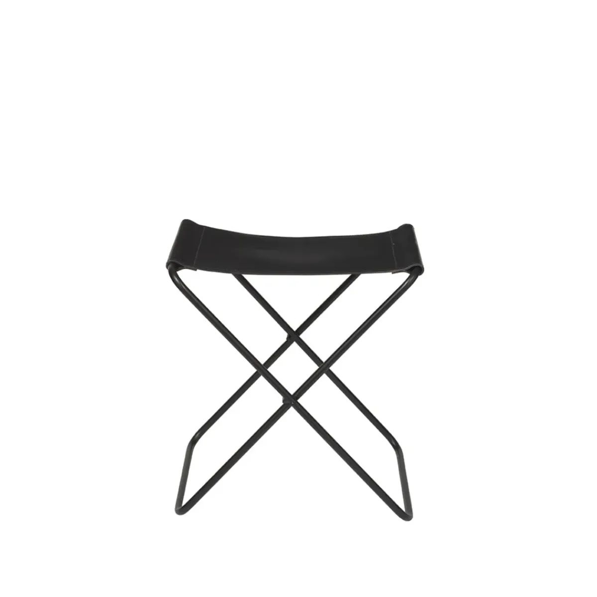 Broste Copenhagen Tabouret Pliant Nola cuir et fer - 39 x 31 x 45 cm - Noir > Chaises
