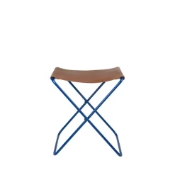Broste Copenhagen Tabouret Pliant Nola cuir et fer - 39 x 31 x 45 cm - Intense Bleu > Chaises