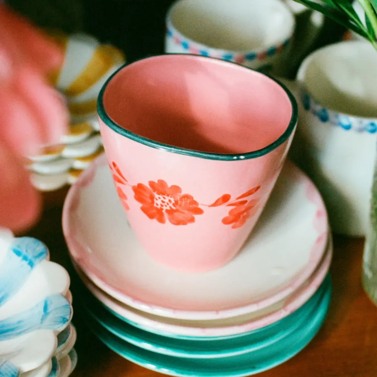 Rice Tasse expresso ovale Fleurs Oranges en céramique > Tasses & Mugs
