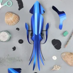 Assembli Trophée Origami Squid Cobalt Bleu Métallique > Enfant Fabriqué En Europe|Décorations Enfant