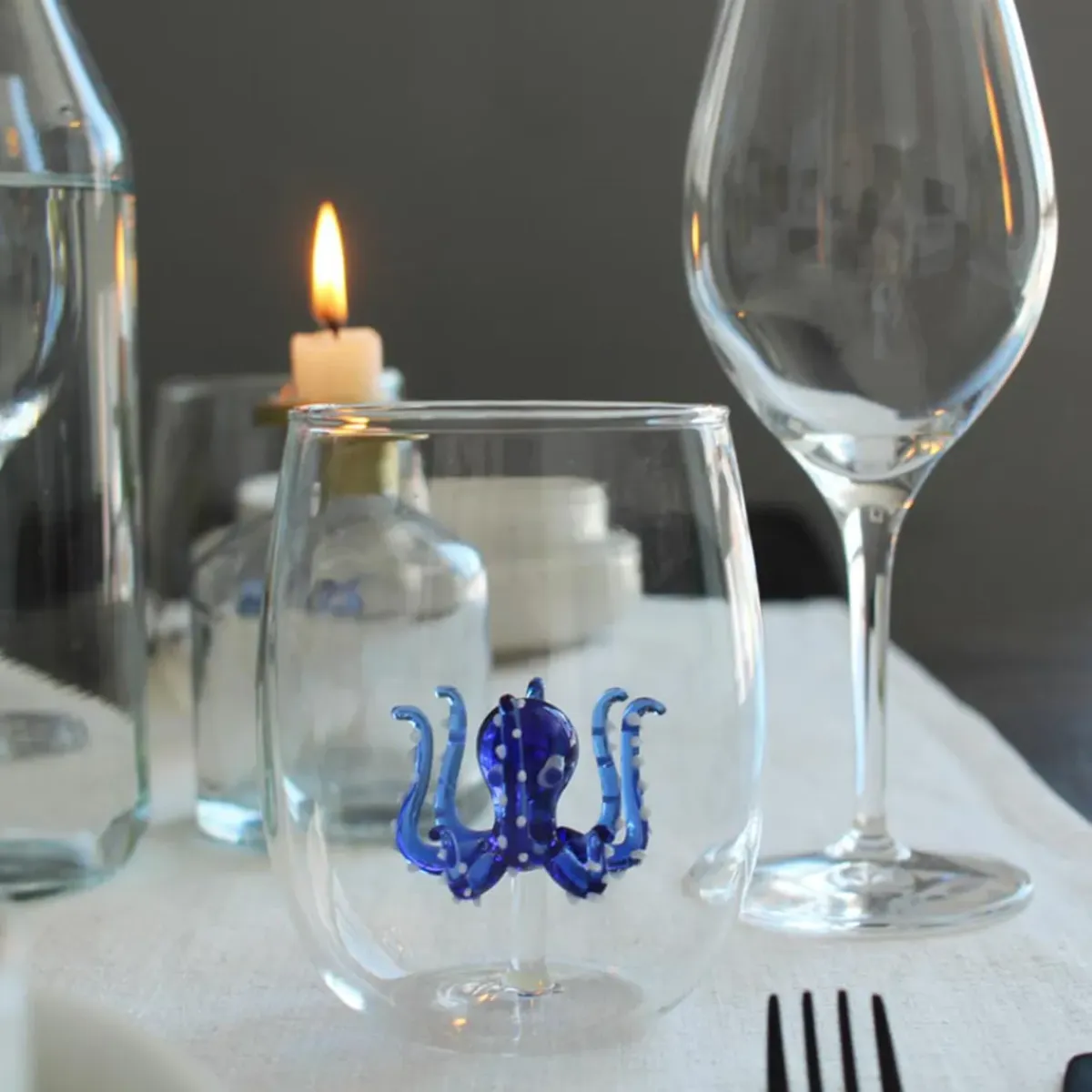 Sélectionné par Fleux Verre pieuvre - Bleu > Carafes & Verres