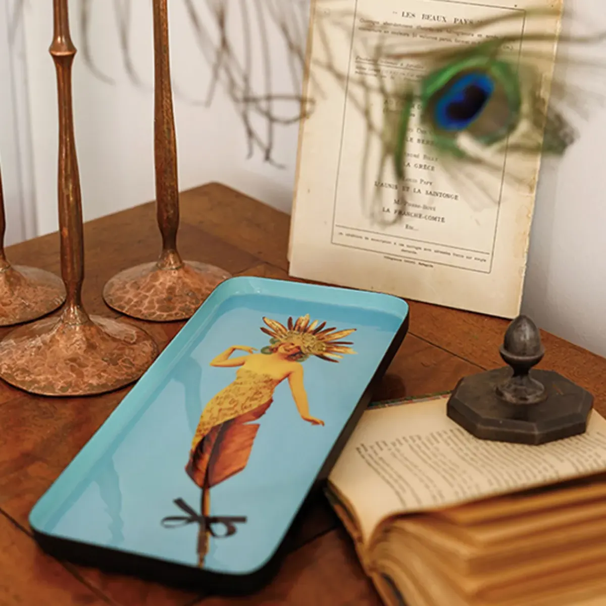 Gangzai Vide-poche rectangulaire Poesy en fer - 12,5 × 28 cm > Fabrication Artisanale|Objets De Décoration